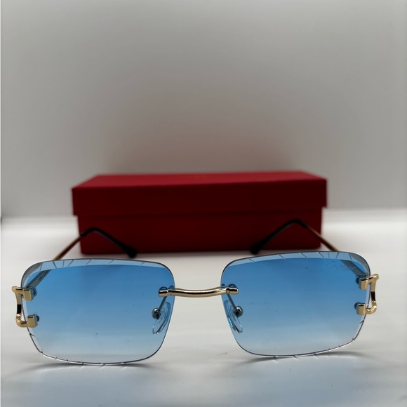 Rimless Light Blue Gradient Women's Sunglasses